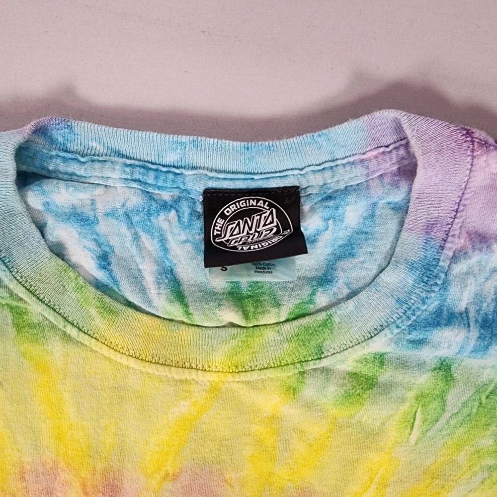 Santa Cruz Skateboards Tie Dye Mushroom Graphic T-Shirt Men Small Rainbow Spiral